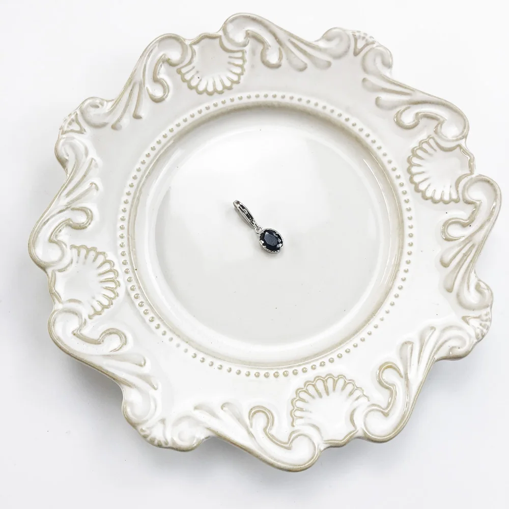 

Charm Pendant CZ Pave Black Oval,2019 Fashion Jewelry Real Authentic 925 Sterling Silver Vintage Gift For Women Fit Bracelet