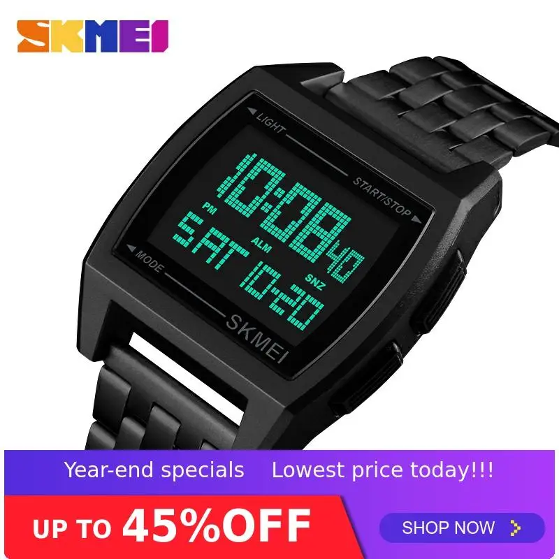 Цифровые наручные часы SKMEI 1368 светящиеся из нержавеющей стали с отображением