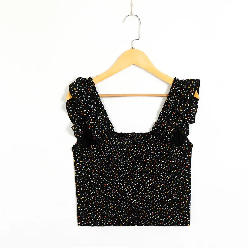 

Summer women's camisole casual dot print ruffled decorative camisole
