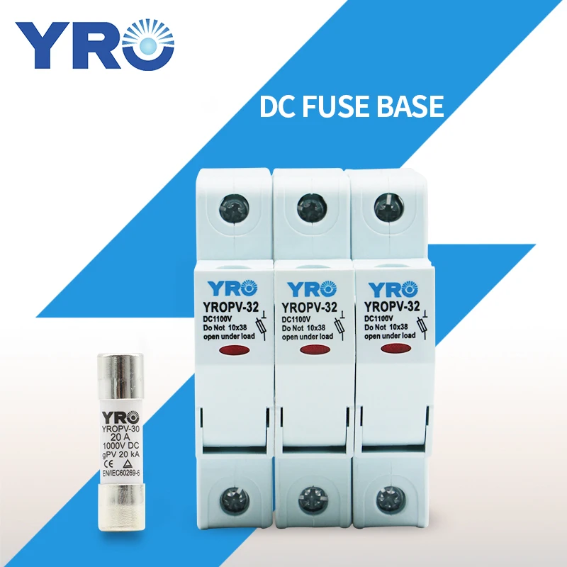 

DC 3P 1000V PV Solar Fuse Fusible 10x38MM gPV with LED Fuse Holder for Solar PV System Protection YROPV-32