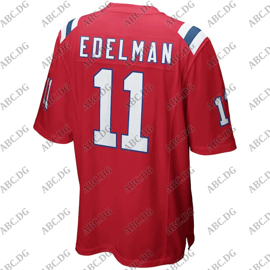 

Customized Stitch American Football Jersey Men Women Kid Youth New England Julian Edelman Red Alternate Game Jersey