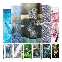cat butterfly painted flip leather case for iphone 13 12 11 pro max xr xs 6s 7 8 card holder stand cover for google pixel 5a 5g