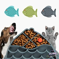 swt fish shape silicone bowl dog lick mat slow feeding food bowl for small medium dogs puppy cat treat feeder dispenser