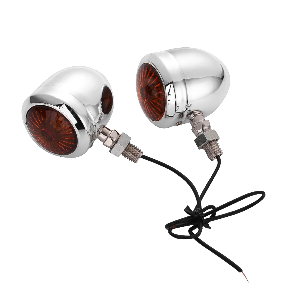 Chrome signal light 2 шт. мотоциклетный указатель поворота, сигнальный светильник в стиле ретро, декоративная лампа для Harley Honda Suzuki Yamaha Kawasaki cruisers - Цвет: Chrome signal light