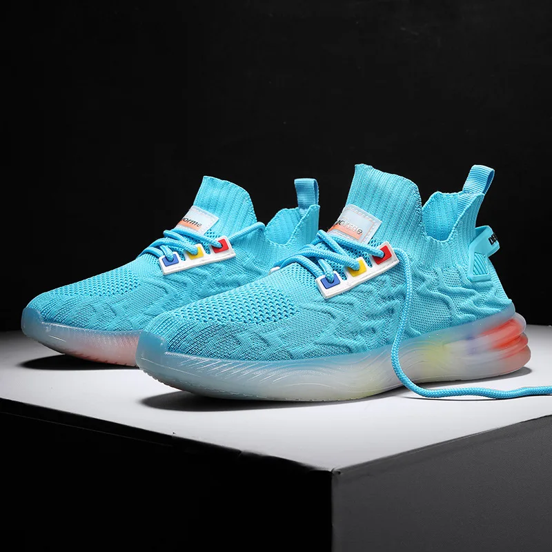 

Sneakers Men Mesh Breathable Running Sport Shoes Male Light Soft Thick Sole Hole Rainbow Shoes Athletic Sneakers Women Shoes