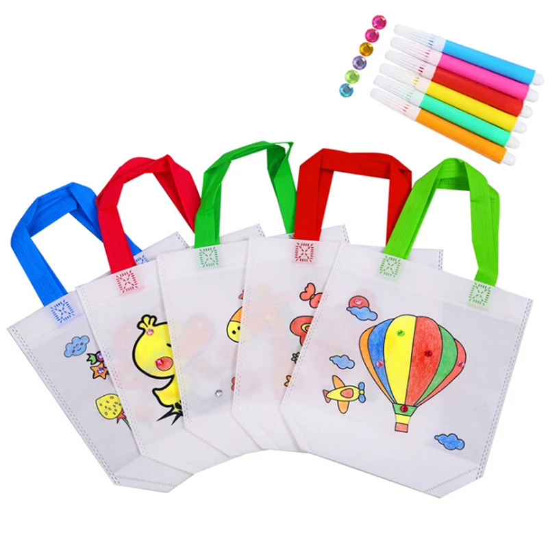 Миниатюрная ручная Холщовая Сумка ручной работы для детского творчества с