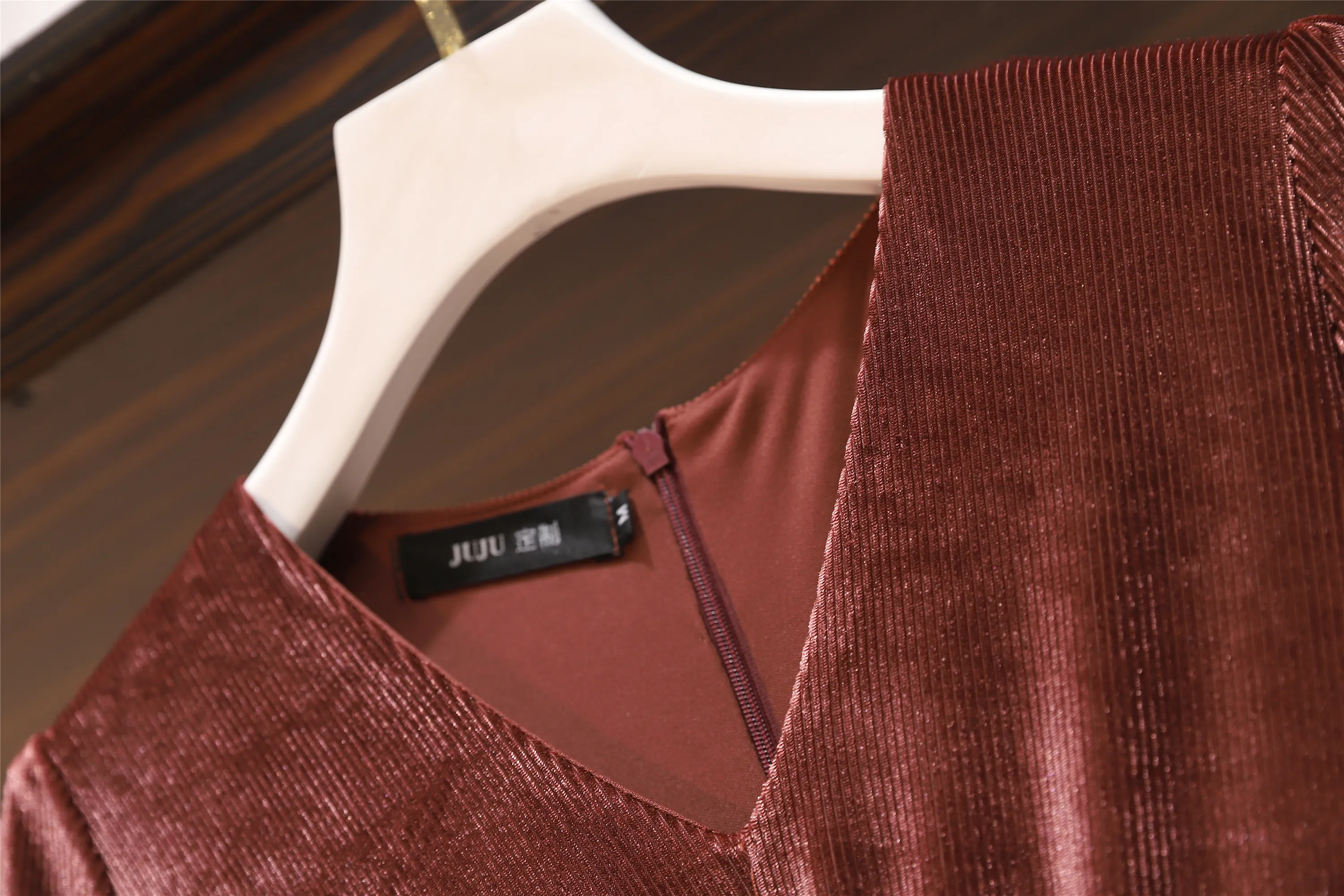 2019 Winter New Sexy For Fat Femal Party Long Dress Brown Loose Slim Velvet Sleeve Vintage Women's Bottomed | Женская одежда