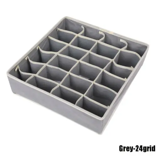 Gray 24 Slots Складные Органайзеры для нижнего белья, разделители для шкафа, комода, органайзер для хранения одежды, коробка для бюстгальтеров, шарфов, галстуков, носков - Цвет: Gray 24 Slots