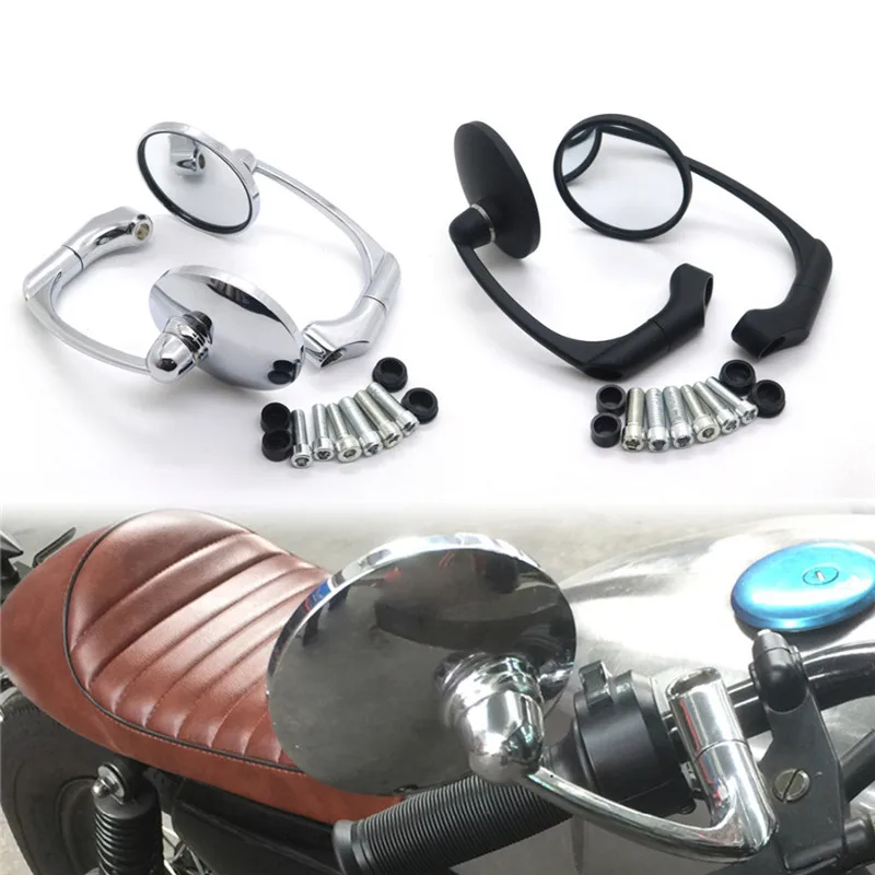 Черное хромированное серебристое Ретро Зеркало для мотоцикла классические