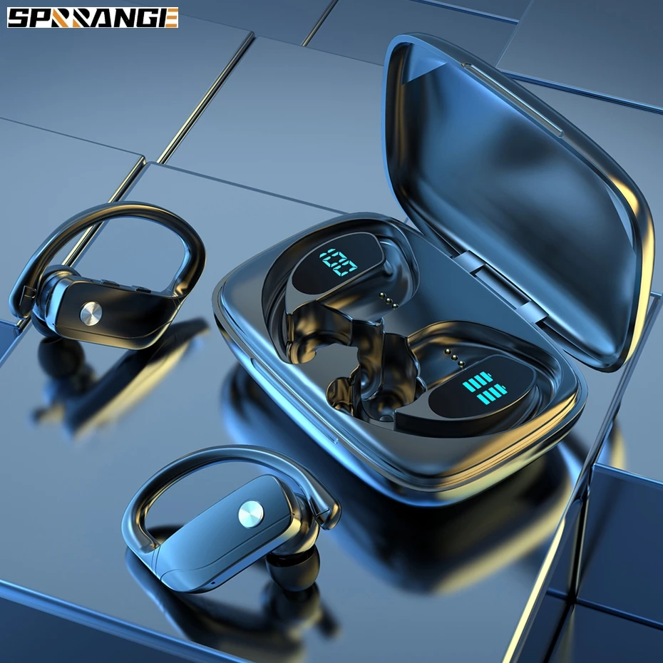 

Bluetooth 5.1 Earbuds Bass True Wireless Stereo Sport LED Display Ear Hook Handsfree Headphones With Microphone And Charging Box
