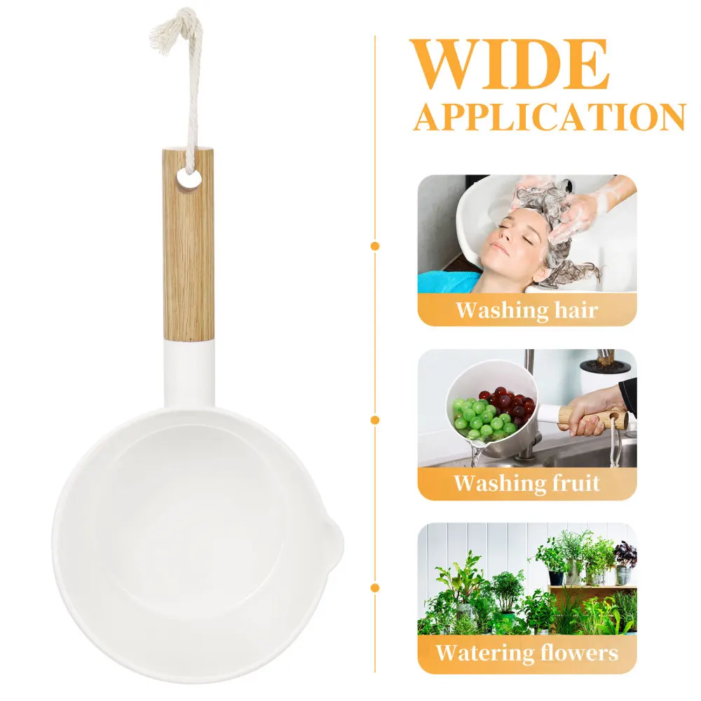 

Hemoton Water Ladle Long Wooden Handle Water Scoop Bath Ladle Dipper for Home Kitchen Bathroom