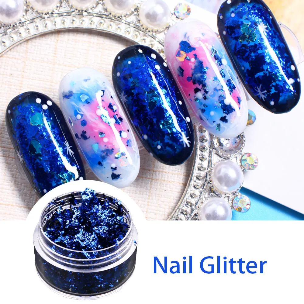 

Imitation Gold Foil Fragment Blue Nail Glitter for DIY Nails Sticker Art Nail Decorations Multi Color Gold Leaf Flakes Tools