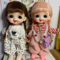 cute mini 17cm bjd dolls makeup fashion outfits princess wig casual clothes with shoes 18 dolls for girls smile soft toy child