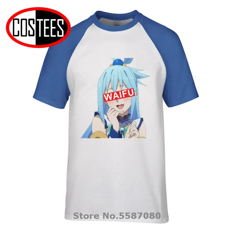 Женская и мужская футболка Camiseta WAIFU из материала японского аниме эстетическая Aqua