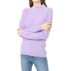 Женский вязаный кашемировый свитер, свободный плотный пуловер с воротником средней высоты, вязаная Базовая рубашка, новинка на осень и зиму