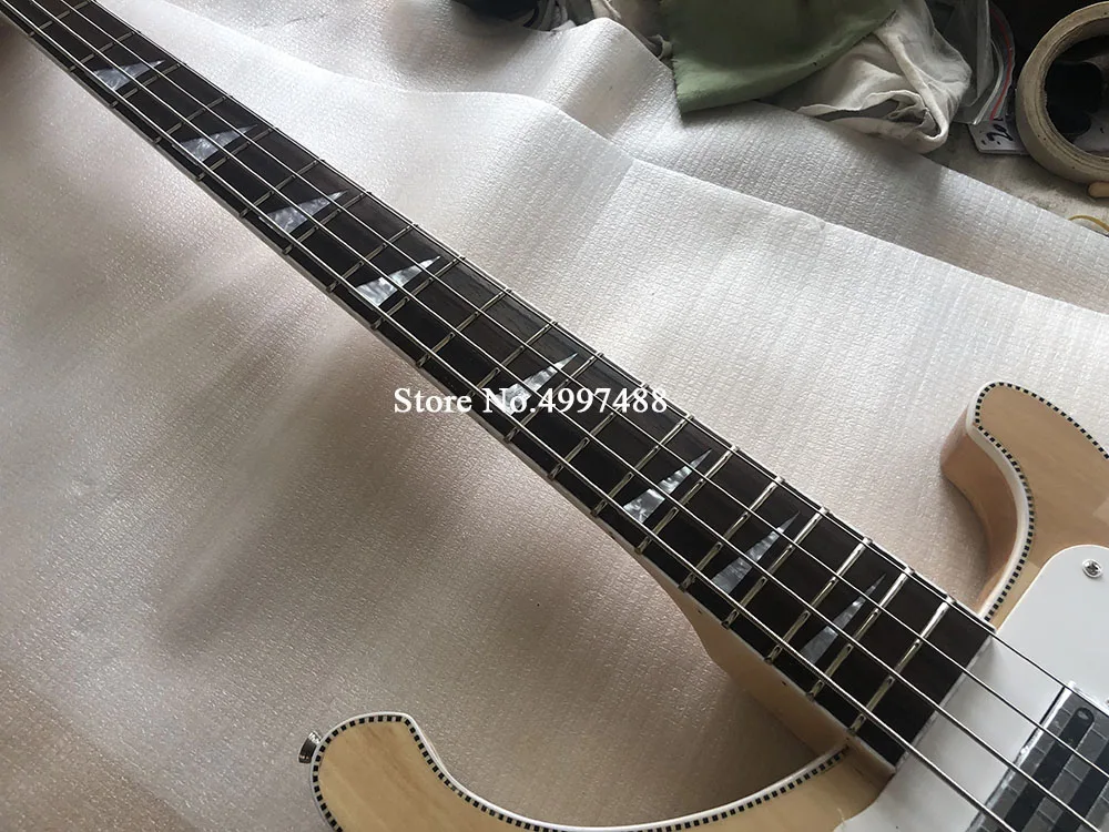 Высококачественная модель 4003, 4 струнные басы, шея через тело, краска по дереву, розовая деревянная доска, упаковка доставки, реальные фотографии