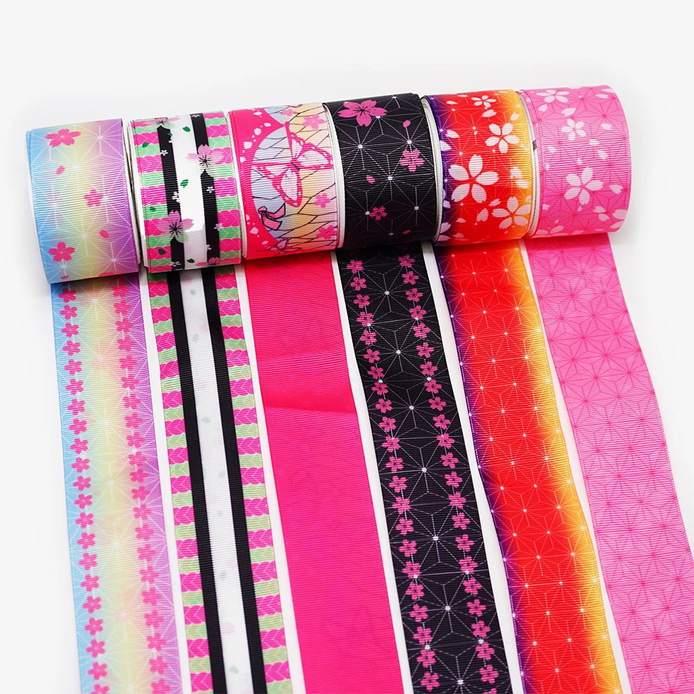 

50 Yards kimetsu no yaiba Double Side Printed Grosgrain Ribbon 49908