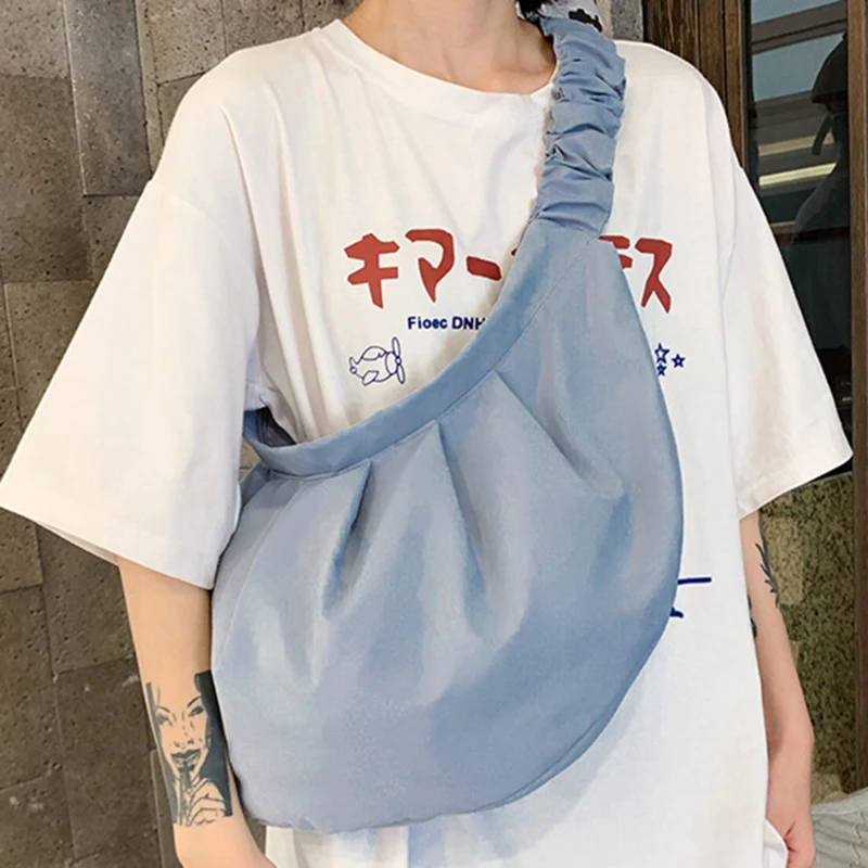 

Nylon High Capacity Half Moon Crossbody Bags For Women Summer Light Shoulder Bag Female Simple Crossbody Handbags