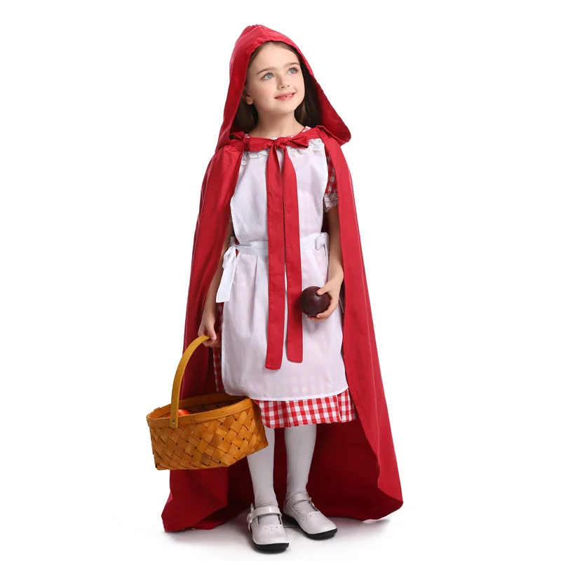 

Halloween costume girl Little Red Riding Hood fairy tale drama performance costume little maid two dresses