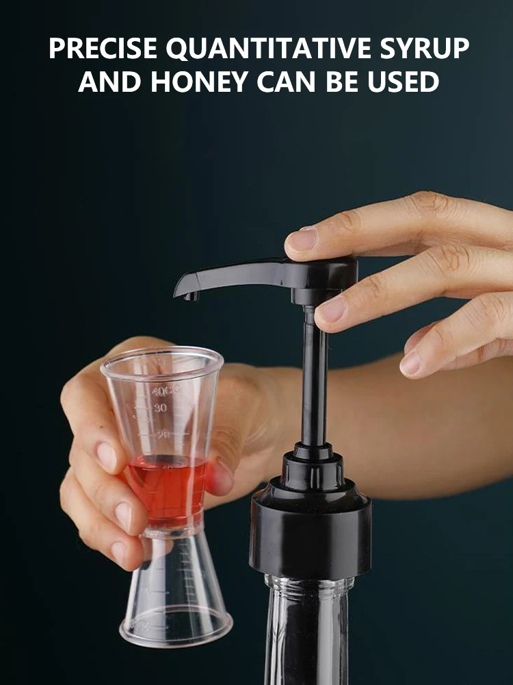 

10ml Pressure Pump Head with Straw Black Liquid Dew Beverage Quantitative Bottle Pressure Mouth for Home Kitchen