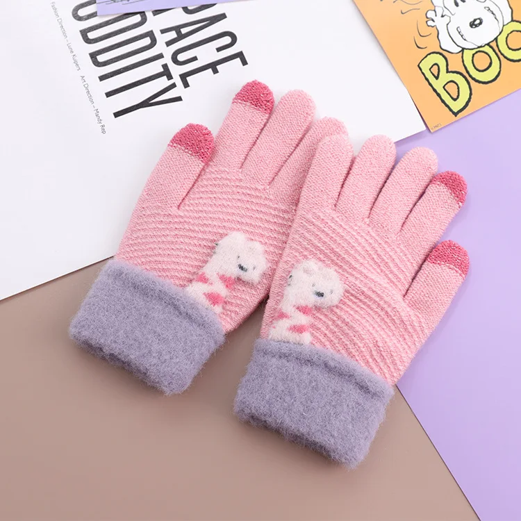 4 ~7Y Winter children giraffe gloves Kids fingers warm soft knitted boys girls fashion High quality 2019 | Детская одежда и обувь