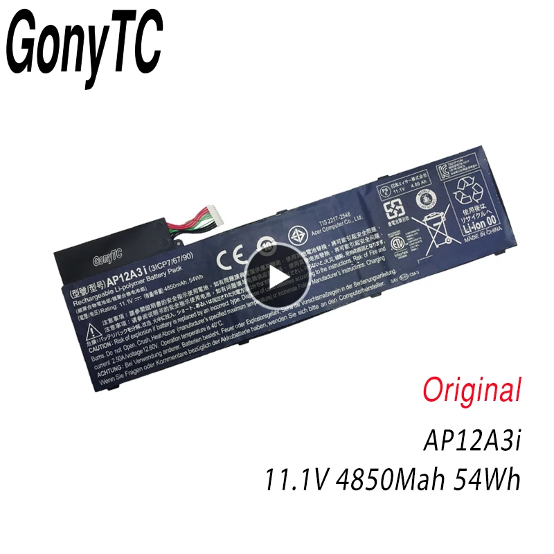 GONYTC AP12A3I оригинальный ноутбук Батарея для ACER Aspire Nautilus сроки ультра M3 M5 581 481 AP12A4i
