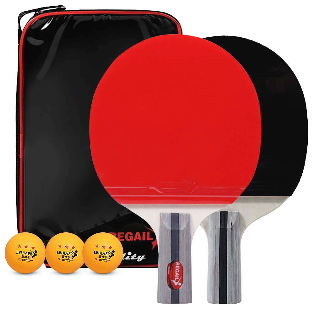 

Ping Pong Paddles Table Tennis Rackets 2 Ping Pong Bats Long Short Handle Ping Pong Racket Set Training Accessories kit