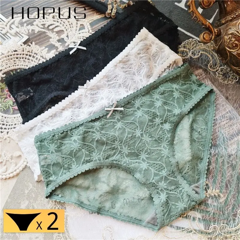 

2PCS\Set Women's Underwear Bow Lace Mesh Briefs Sexy Panties Female Underpants Solid Color Calcinha Intimates Women Lingerie