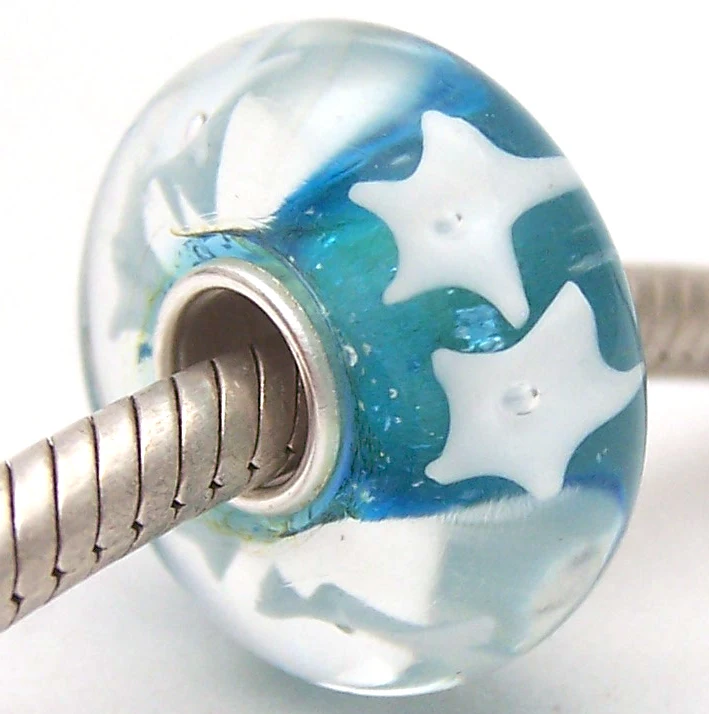 

PJG2892 100% S925 Sterling Silver Beads Murano Glass beads Fit European Charms Bracelet charms diy jewelry Lampwork GlassBeads