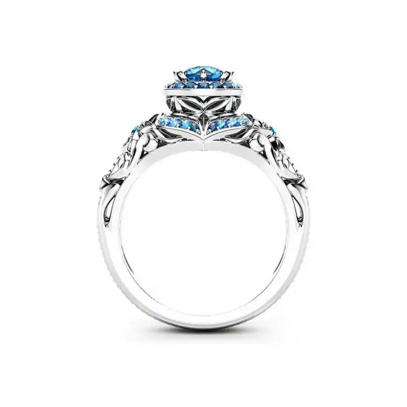 Модное Новое женское синее кольцо вечности шикарное свадебное с цветами Размер