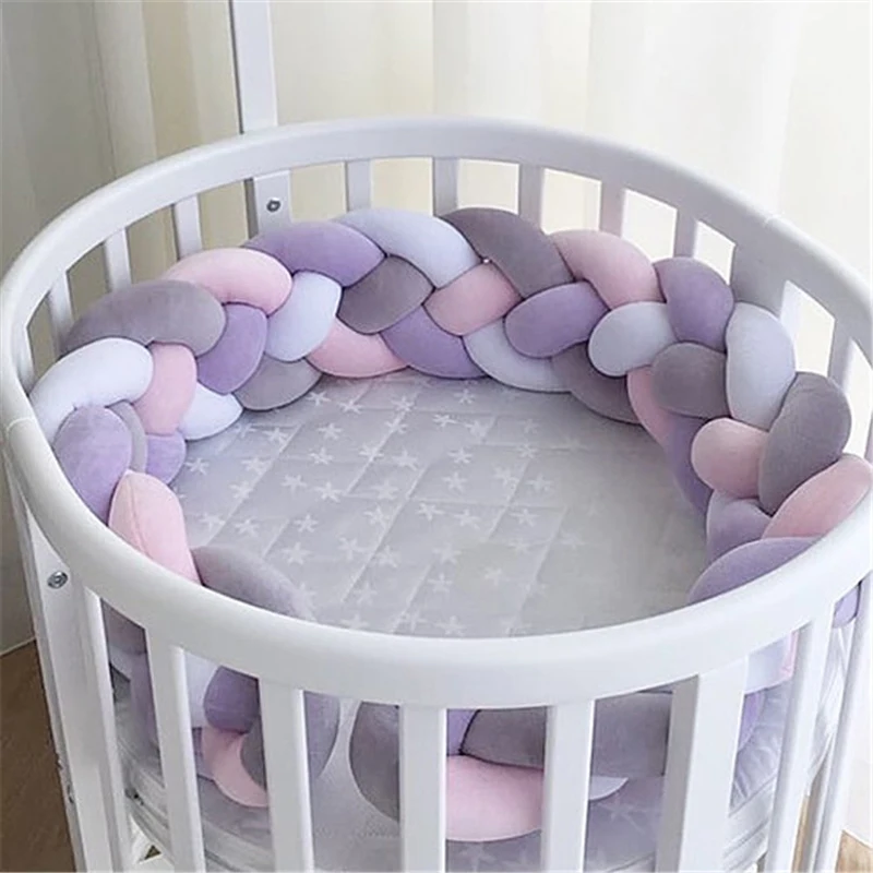 

3M/2M/1M 4 Strands Braid Baby Crib Bumper Knotted bed Bumper Nursery Cradle Protector Baby bedding Room Decor ZT95