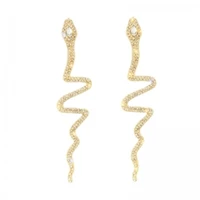 2020 new snake shaped water filled crystal earrings individual design long earrings earrings for women oorbellen