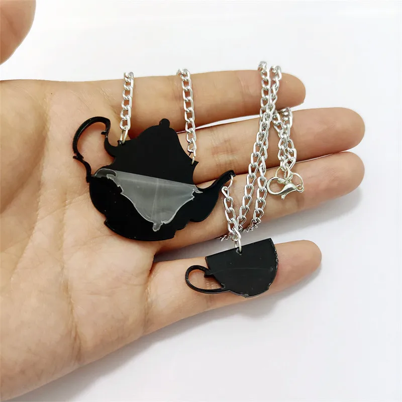 KUGUYS Модные Акриловые Ювелирные изделия женский черный чайник кулон ожерелье для