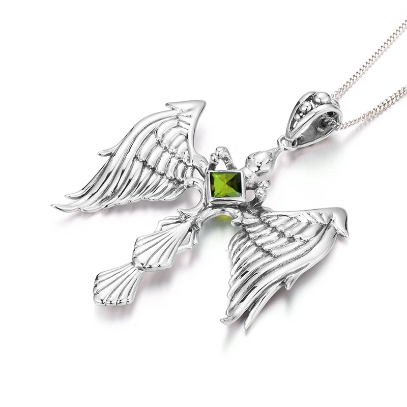SzjinAo Роскошные элегантные Ангел однотонные 925 Хризолит в стерлинговом серебре