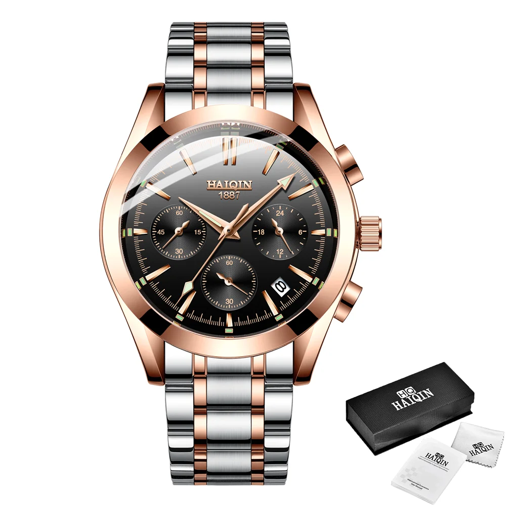 HAIQIN модные мужские часы золотые спортивные Mliltary Топ бренд Роскошные relojes hombre