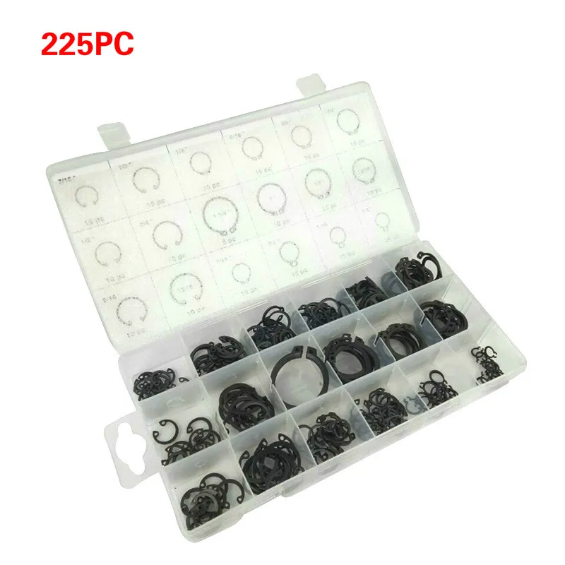 Набор стопорных колец Cir E type 225 шт. набор для внешнего/внутреннего монтажа