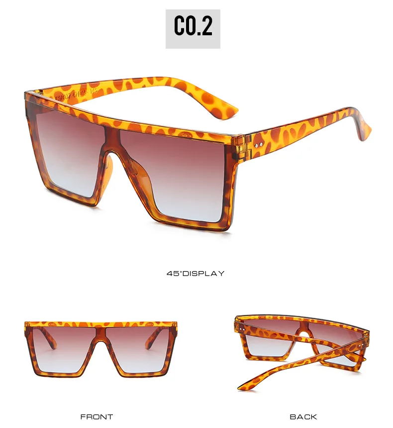 Модные большие солнцезащитные очки для женщин и мужчин квадратные с плоским верхом градиентными оттенками