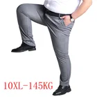 Весенне-летние мужские брюки 5XL 6XL 7XL 8XL 9XL 10XL Талия 138 см плюс размер эластичный вес 145 кг большой размер мужские брюки