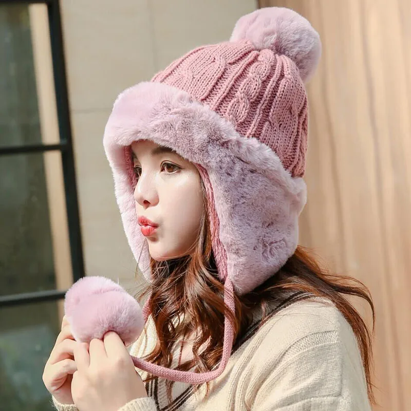 Женская обувь с милым помпоном вязанные шапочки Skullies кепки для женщин мода