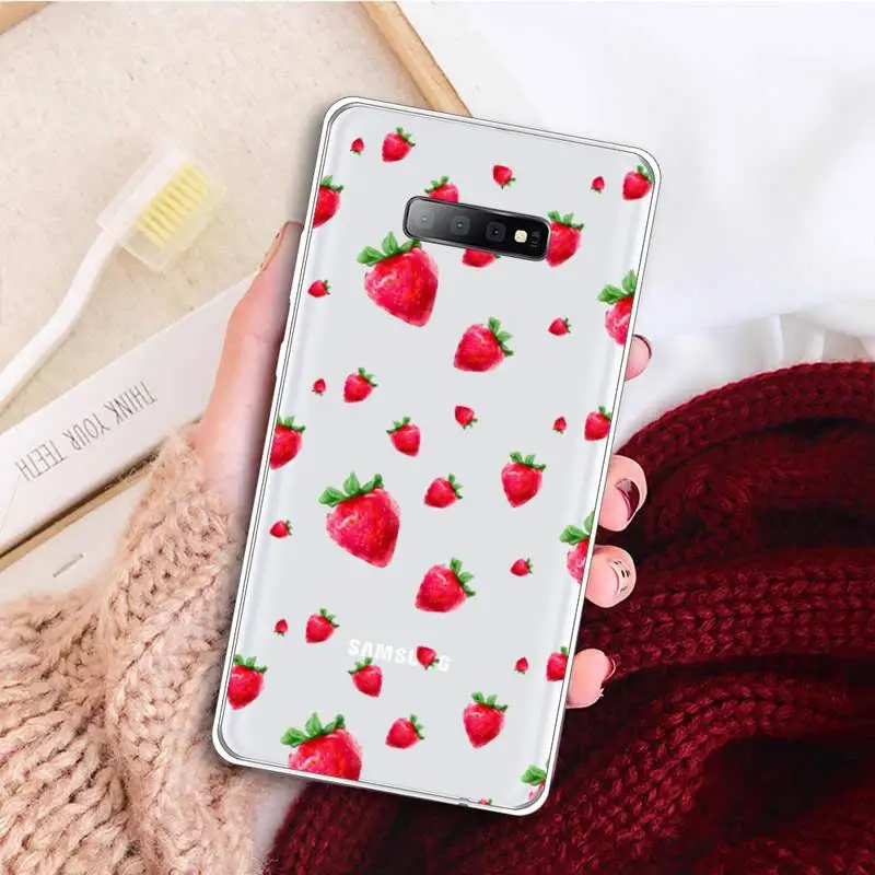 

Pink fruit strawberry Phone Case Transparent For Samsung Galaxy A 71 21s S note 8 9 10 plus 20 ultra