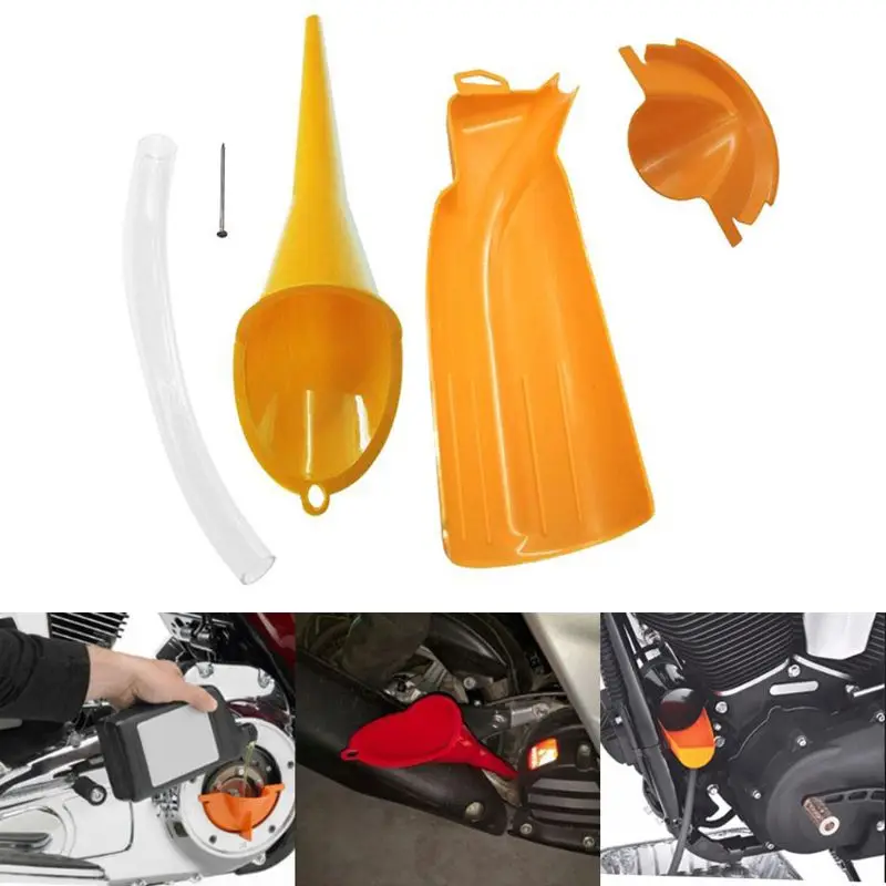 

Orange Crankcase Fill Funnel Primary Case Oil Fill Drip-Free Oil Funnel Set for Motorcycle C45