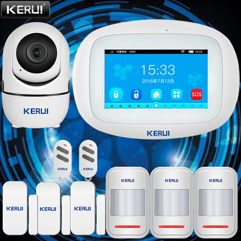 

KERUI K52 WIFI GSM 4.3 Inch TFT Color Display APP Control Wireless Home Alarm Aystem Security Protection Anti-theft Alarm Device