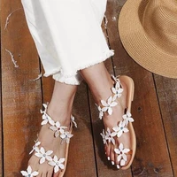 ladies beach sandals new 2021 large size 35 43 flower rhinestone ladies flat sweet shoes dress party office women shoes fashion