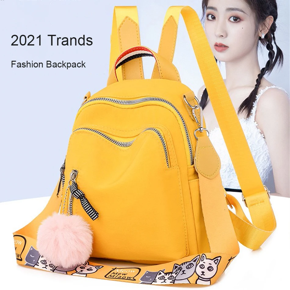 

Student Outdoor Bagpack Travel Shoulder Bag with Hairball Women's Quality Oxford Backpack Casual Small School Bag for Teenager
