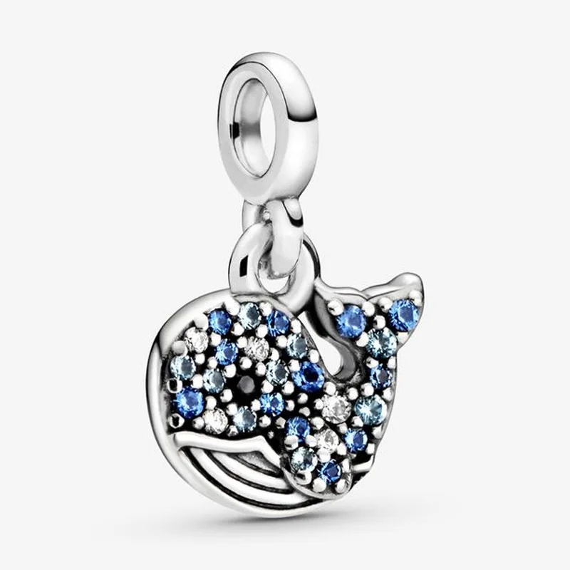 Женский браслет и ожерелье из серебра 925 пробы с кулоном в виде синего