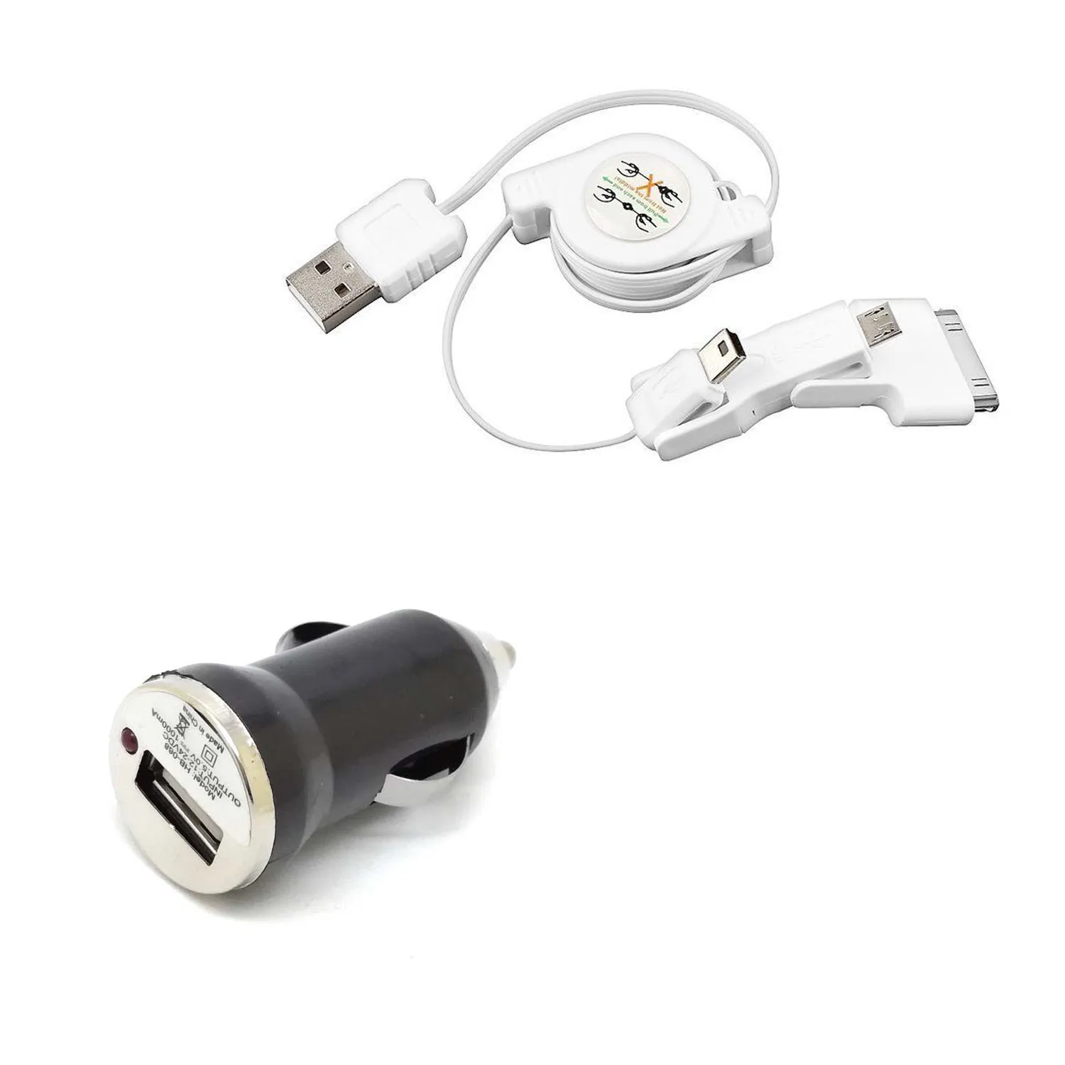 Настенное автомобильное зарядное устройство 3 в 1 выдвижной кабель Micro USB для