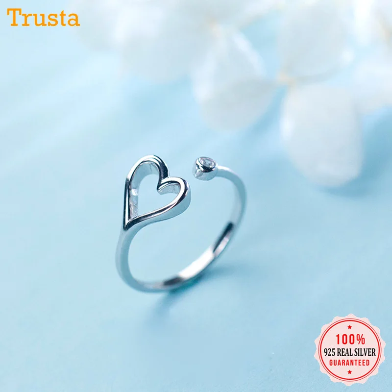 Trustdavis,, 925 пробы, серебряные, модные, женские, полые, сердце, CZ, кольца, размер 5, 6, 7, прекрасный подарок для девочек, детей, леди, DA176
