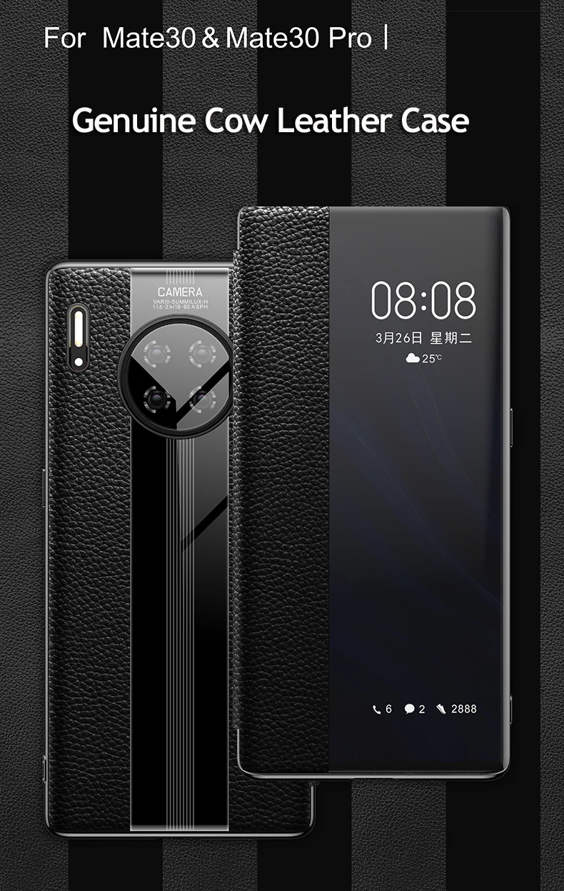 Mate 30 Роскошный чехол из натуральной кожи для huawei mate 30 pro Чехол кожаный умный флип-чехол для huawei mate 30 Pro Защитная крышка
