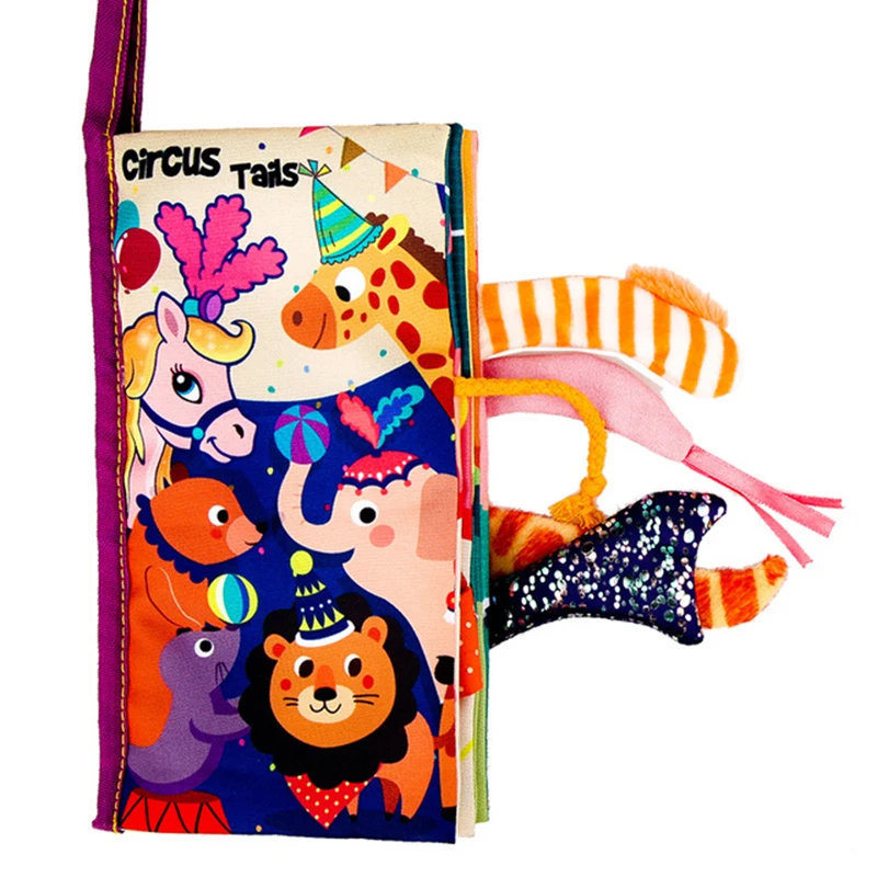 

Baby Infant Toys Baby Cloth Book Early Learning Educational Toys with Animals Tails English Story Soft Cloth Books