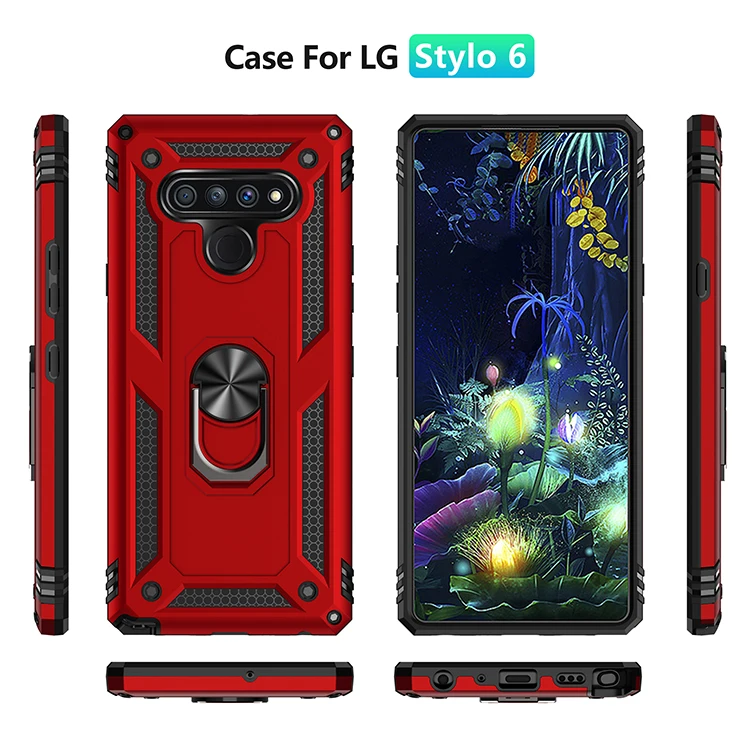 

Shockproof Armor Magnetic Case for LG Stylo5 Stylo6 Stylo7 4/5G Metal Ring Cover